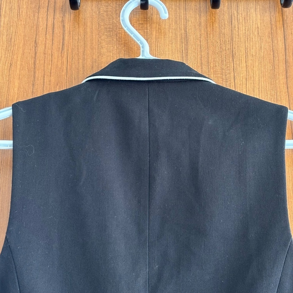 XXI Black Waistcoat Vest with Contrast White Piping Y2K Office Core Size M - Picture 4 of 6